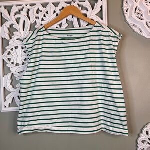 Old Navy Green White Stripe Boat Neck Top 2x